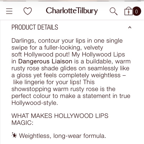 ✨RARE NEW Charlotte Tilbury Hollywood Lips Matte Lipstick Dangerous Liaison 😍 - Picture 5 of 16